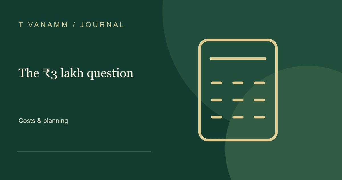 T VANAMM: The ₹3 lakh question — editorial illustration