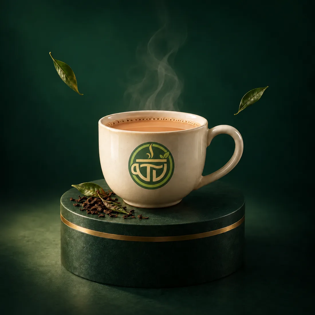 A warm cup of chai with tea leaves, inspired by T VANAMM’s café menu