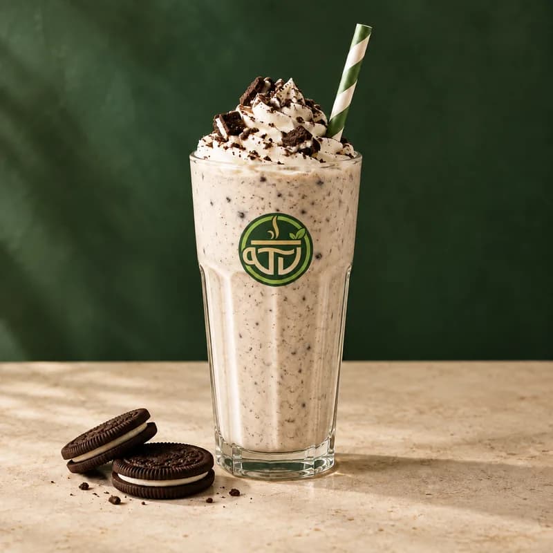 Cookies and cream milkshake in a T VANAMM glass