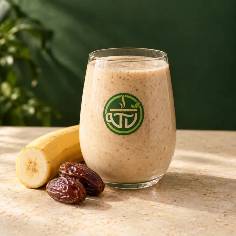 Banana and date smoothie in a T VANAMM glass