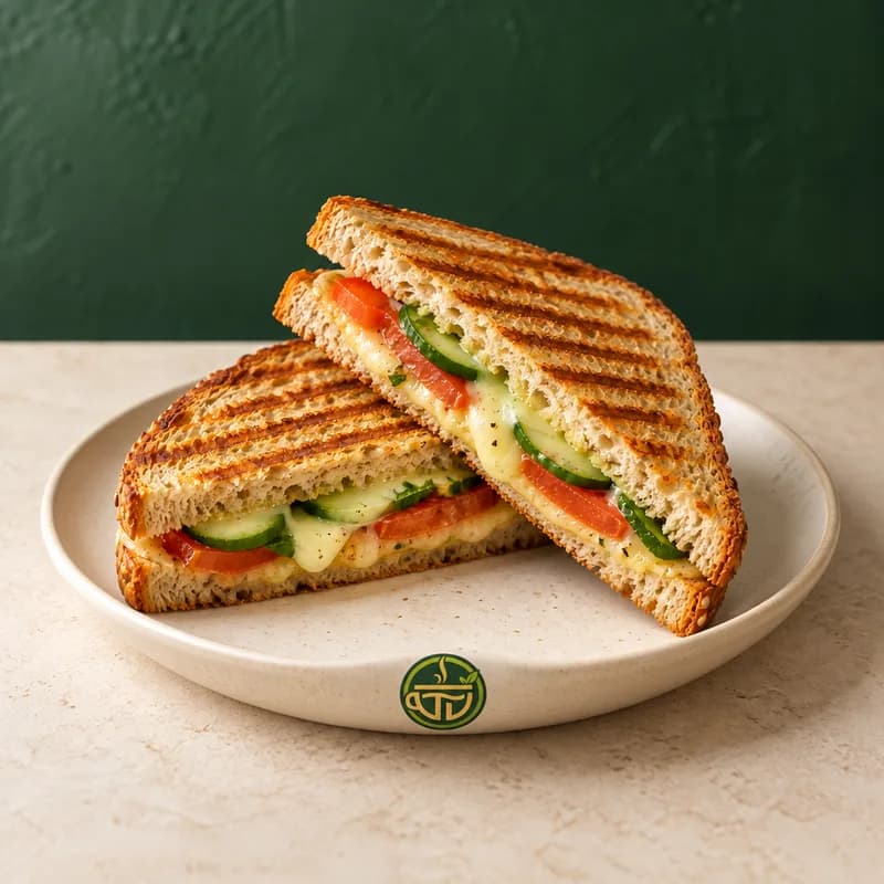 Grilled vegetable sandwich on a T VANAMM plate