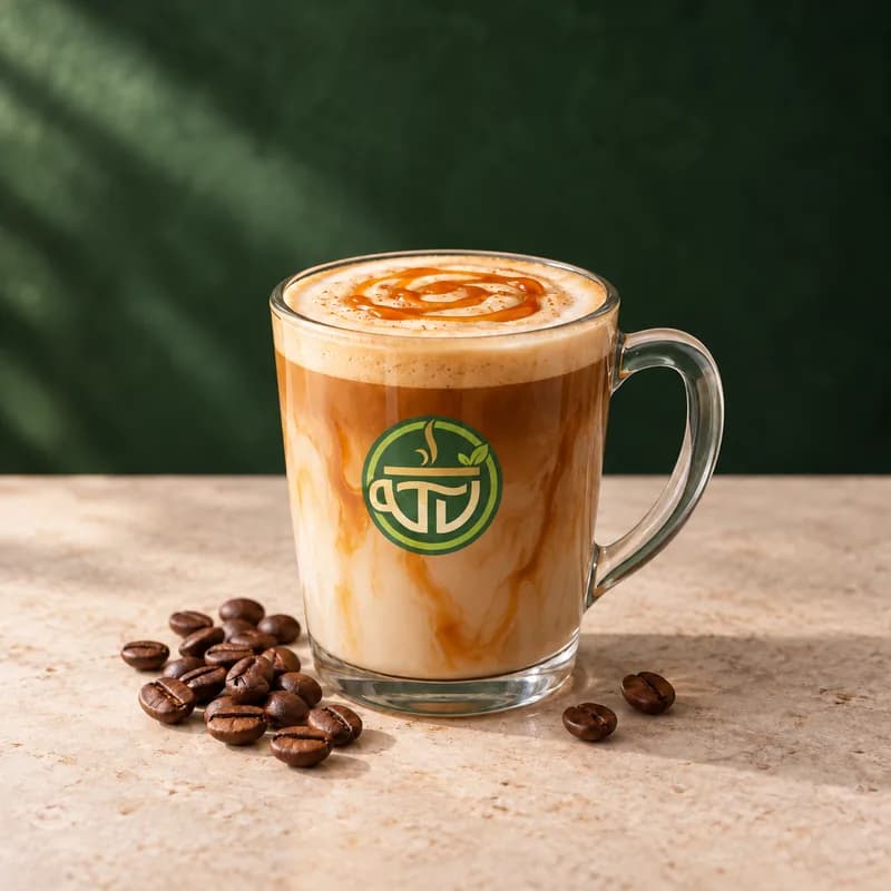 Caramel coffee in a T VANAMM glass